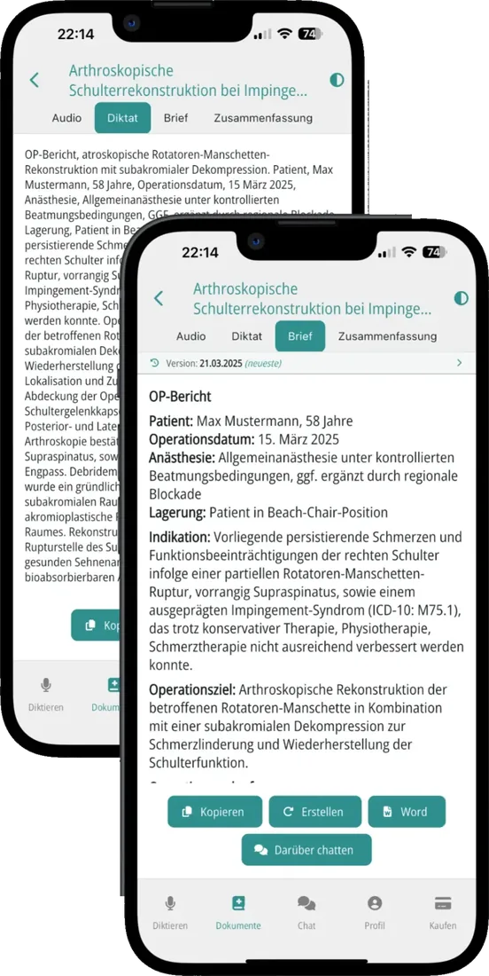 Fertiger Arztbrief auf zwei Geräten